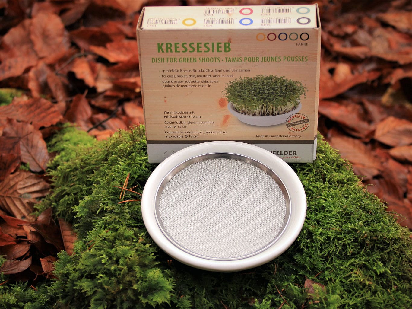 Eschenfelder Kressesieb Edelstahl & Keramik - 12cm weiß