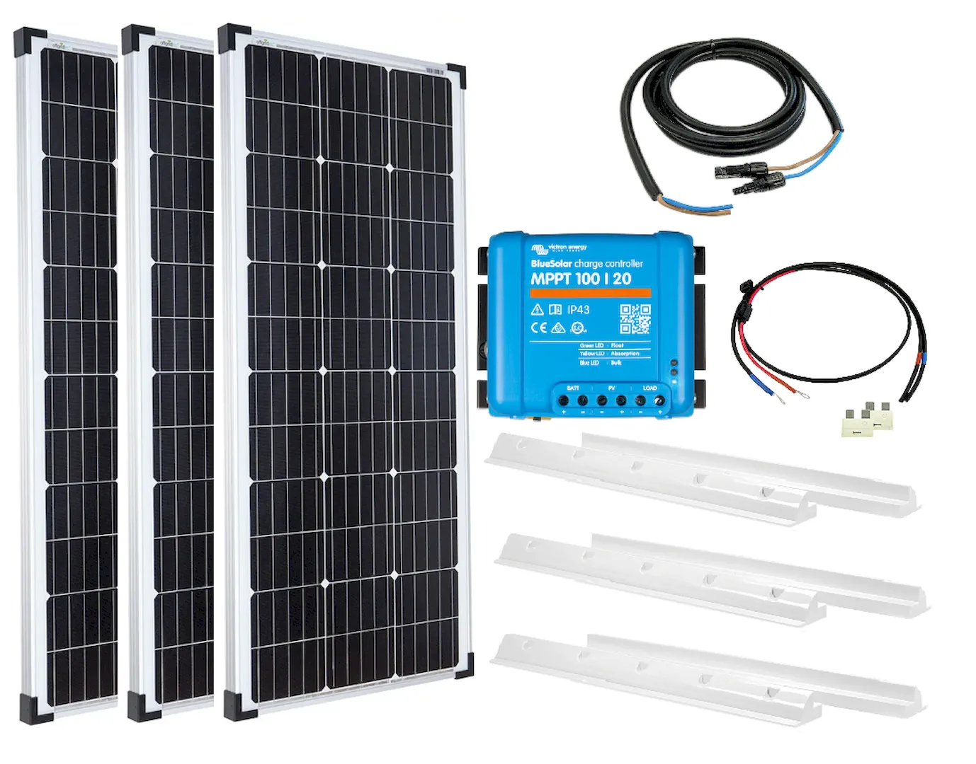 300Wp PV Solaranlage Camping Komplettsystem 3x100