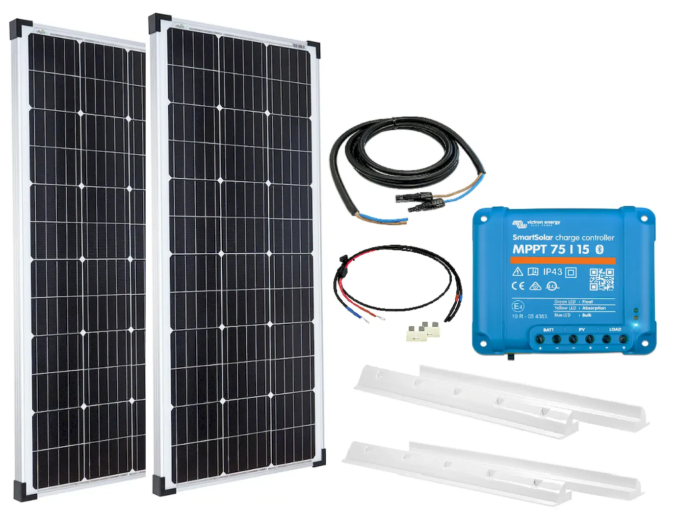 200Wp PV Solaranlage Camping Komplettsystem 2x100